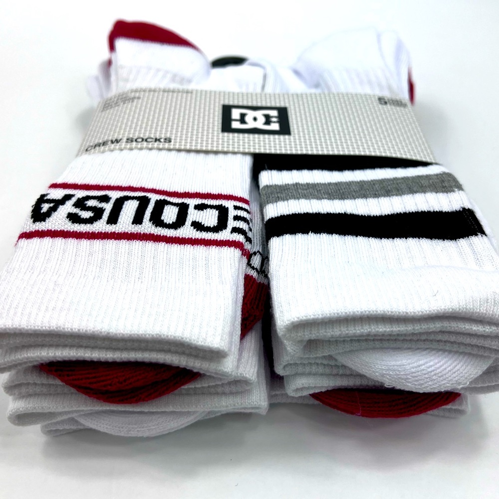 DC CO, 5 PAIRS OF CREW SOCKS, WITH RED & BLACK TOE COLORS - Picture 11 of 11